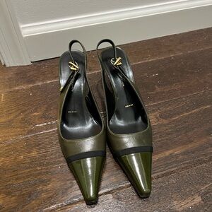 Chic Olive Vintage Slingback Heels